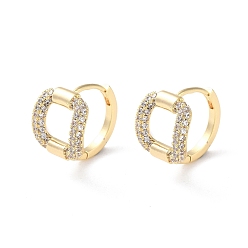 Real 18K Gold Plated Brass Micro Pave Cubic Zirconia Hoop Earrings, Hollow Square, Real 18K Gold Plated, 13.5x11mm