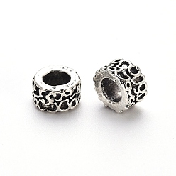 Antique Silver Tibetan Style Alloy European Beads Settings for Enamel, Large Hole Beads, Cadmium Free & Lead Free, Column with Spots, Antique Silver, 11x6.5mm, Hole: 6mm, about 400pcs/1000g