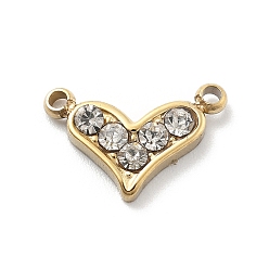 Кристалл 304 из нержавеющей стали горный хрусталь подвески, сердце прелести, ионное покрытие (ip), реальный 14 k позолоченный, кристалл, 7x11x2 мм, отверстие : 1 мм