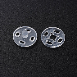Clear Transparent Resin Snap Fasteners, Flat Round, Clear, 10x3.5mm, Hole: 1.2mm