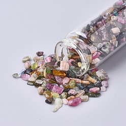 Tourmaline Glass Wishing Bottle, For Pendant Decoration, with Tourmaline Chip Beads Inside and Cork Stopper, 22x71mm