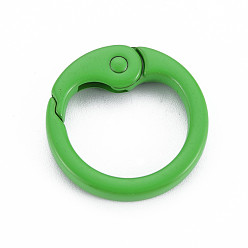 Lime Green Spray Painted Alloy Spring Gate Rings, Cadmium Free & Nickel Free & Lead Free, O Rings, Lime Green, 25x4mm, Hole: 19mm
