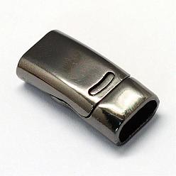 Gunmetal Alloy Magnetic Clasps with Glue-in Ends, Rectangle, Gunmetal, 26x12.5x7mm, Half Hole: 5x10mm