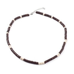 White Natural Coconut Beaded Necklaces, with Synthetic Turquoise Beads and 304 Stainless Steel Lobster Claw Clasps, White, 20.66inch(52.5cm)
