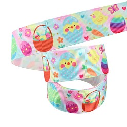 Rooster Easter Theme Printed Polyester Grosgrain Ribbons, Flat, Rooster Pattern, 1 inch(25mm), about 9.84 Yards(9m)/Roll