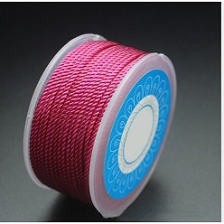 Hot Pink Round Nylon Cords, Milan Cords/Twisted Cords, Hot Pink, 1.5mm, about 25.15 yards(23m)/roll