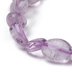 Amethyst Natural Amethyst Stretch Beaded Bracelets, Tumbled Stone, Nuggets, 2 inch~2-1/8 inch(5~5.4cm), Beads: 5~9.5x5~7x4~7mm