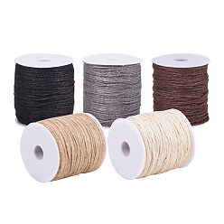 Mixed Color Colored Jute Cord, Jute String, Jute Twine, 3-Ply, for Jewelry Making, Mixed Color, 2mm, about 100m/roll, 5rolls/set