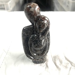 Syenite Natural Syenite Carved Healing Couple Figurines, Reiki Energy Stone Display Decorations, 40x30x80mm