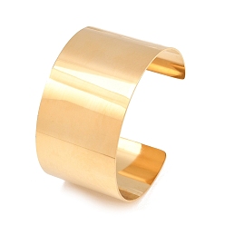 Золотой Женские 304 браслеты-манжеты из нержавеющей стали, простые браслеты, золотые, внутренний диаметр: 2.42x2.19 дюйм (6.15x5.55 см)