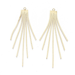 Real 18K Gold Plated Brass Chain Tassel Big Pendants, Nickel Free, Real 18K Gold Plated, 72x8.2x0.7mm, Hole: 1.5mm