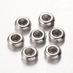 Antique Silver Tibetan Style Spacers Beads, Rondelle, Lead Free, Cadmium Free and Nickel Free, Rondelle, Antique Silver, 7x3mm,Hole:4mm