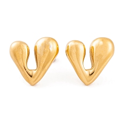 Золотой Ионное покрытие (ip) сердце 304 серьги-гвоздики из нержавеющей стали для женщин, золотые, 17.5x19 мм