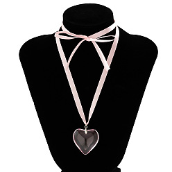 Pink 5665 Sweet and Cool Exaggerated Big Love Pendant Necklace - Simple and Adjustable.