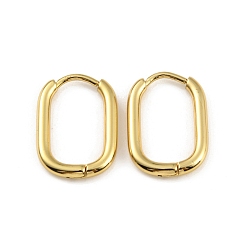 Real 18K Gold Plated Ion Plating(IP) 304 Stainless Steel Oval Hoop Earrings, Real 18K Gold Plated, 16.5x11.5x2mm, Pin: 1mm