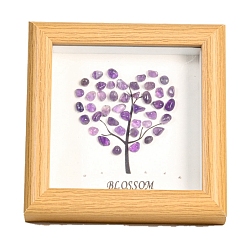 Amethyst Natural Amethyst Square with Heart Tree Photo Frame Stands, Home Display Decorations, 120x120mm