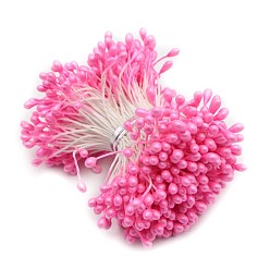 Hot Pink Eco-Friendly Matte Gypsum Flower Core, Double Heads Flower Stamen Pistil, for Artificial Flower Making, Scrapbook, Home Decoration, Hot Pink, 3mm, 288pcs/bag