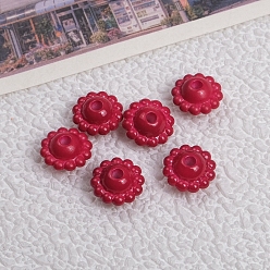 Cerise Opaque Acrylic Beads, Flower, Cerise, 9x5mm, Hole: 2mm
