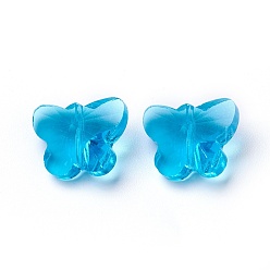 Deep Sky Blue Transparent Glass Beads, Faceted, Butterfly, Deep Sky Blue, 12x15x8mm, Hole: 1.5mm