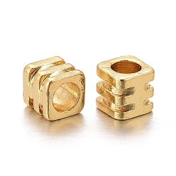 Золотой Spacer бисер латунные, долговечный, рифленый куб, золотые, 2x2x2 мм, отверстие : 1.2 мм