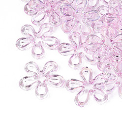 Сливовый Покрытые УФ акриловые бусины, радужный, цветок, слива, 43x43x6.5 мм, отверстие : 1.8 мм