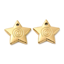 Real 18K Gold Plated Ion Plating(IP) 316L Surgical Stainless Steel Charms, Star Charm, Real 18K Gold Plated, 13x14x2mm, Hole: 1mm