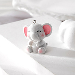 Слон Подвески из непрозрачной смолы, с платиновыми тоновыми железными петлями, слон, 34x34x25 мм, отверстие : 1.8 мм