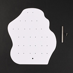 White Acrylic Earring Display Stands, with Platinum Tone Iron Findings, Polygon, White, 19.2x7x20.8cm, Hole: 2~4.5mm