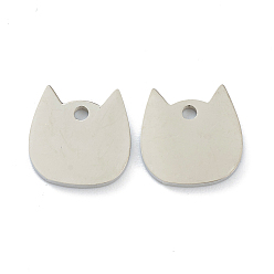 Stainless Steel Color 304 Stainless Steel Laser Cut Pendants, Stamping Blank Tag, Cat Head, Stainless Steel Color, 11.5x11.5x1.5mm, Hole: 1.6mm