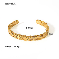 Настоящее золото 18K Регулируемые 304 браслеты-манжеты из нержавеющей стали для женщин, реальный 18 k позолоченный, внутренний диаметр: 2-3/8 дюйм (6 см)