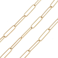 Golden 304 Stainless Steel Paperclip Chains, Unwelded, with Spool, Golden, 20x5x1mm, about 32.81 Feet(10m)/Roll