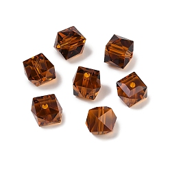 Сиена Имитация Австрийские кристаллические шарики, к 9 стекло, квадратный граненый, цвет охры, 10x10x10 мм, отверстие : 1.8 мм