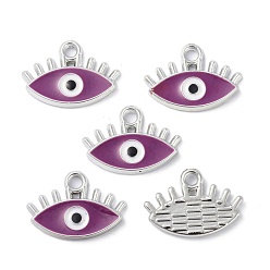 Purple CCB Plastic Enamel Pendants, Evil Eye, Purple, 14.5x21x2.5mm, Hole: 2.2mm