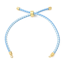 Bleu Ciel Foncé Fabrication de bracelets en cordon de cuir tressé en microfibre ronde ajustable, avec les accessoires en laiton, convient aux breloques de connecteur, bleu profond du ciel, 9.13x0.12 pouce (23.2x0.3 cm), Trou: 2mm