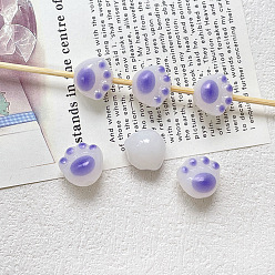 Lilac Cute Cat Paw Resin Beads, DIY Handmade Jewelry Bracelet Necklace Earring Chain Accessories, Lilac, 12x11x9mm