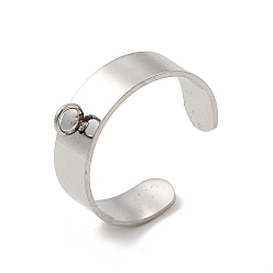 Stainless Steel Color 304 Stainless Steel Open Cuff Ring Components, Loop Ring Base, Stainless Steel Color, Wide: 6mm, Hole: 2.5mm, US Size 8 1/2(18.5mm)