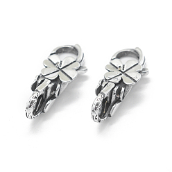 Antique Silver Thailand 925 Sterling Silver Lobster Claw Clasps, Clover, Antique Silver, 23x9.5x7.5mm, Hole: 5mm