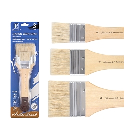 Wheat Gesso Oil Paint Wood Brushes, Nylon Hair Brushes with Wooden Handle, for Paint the Walls, Wheat, 33x9.7cm