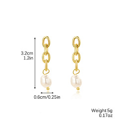 ④ E2003-5 Small Gold Chain Chic Vintage Pearl Chain Earrings Set for Sophisticated Cold-Toned Style