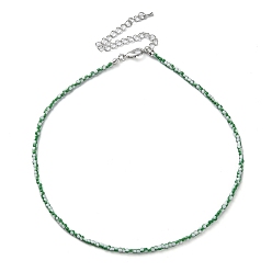 Green Glass Beaded Necklace, with Alloy Clasps, Green, 16.10 inch(40.9cm)