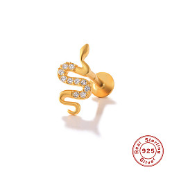 #85 (single) 925 Серьги-гвоздики из ушного хряща с плоской головкой и резьбой из стерлингового серебра