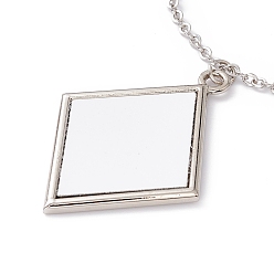 White Sublimation Blank Aluminum Pendant Necklace, Playing Card Theme Alloy Blank Photo Picture Pendant Necklace for Men Women, Platinum, Ace of Diamonds, 18.50 inch(47cm), Sheet: 32x26x0.5mm