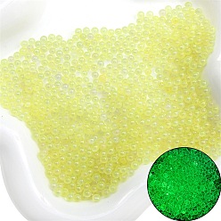Champagne Yellow Luminous Bubble Beads, DIY 3D Nail Art Decoration Mini Glass Beads, Tiny Caviar Nail Beads, Champagne Yellow, 2~2.5mm, about 2100pcs/bag.