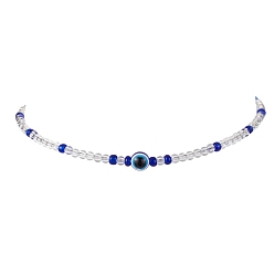 Blue Resin Evil Eye & Acrylic Beaded Necklace for Women, Blue, 16.57 inch(42.1cm)