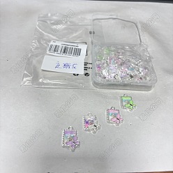 (52) Непрозрачная лаванда 32 шт 4 цвета сплава эмалевые подвески, с ABS имитации жемчуга, прямоугольник с подвеской в виде бабочки, серебряные, разноцветные, 21x15.5x5 мм, отверстие : 2 мм, 8 шт / цвет