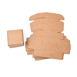 BurlyWood Kraft Paper Gift Box, Shipping Boxes, Folding Boxes, Square, BurlyWood, 5.5x5.5x2.5cm