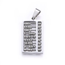 Stainless Steel Color 304 Stainless Steel Pendants, Abacus, Stainless Steel Color, 33x18x3mm, Hole: 9x5mm