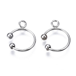 Stainless Steel Color 304 Stainless Steel Ear Cuff Findings, with Loop, Stainless Steel Color, 14.5x11x1mm, Hole: 2mm
