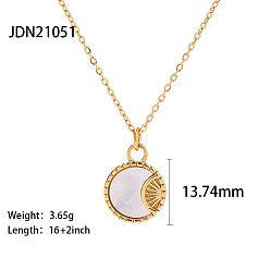 JDN21051 Fashion retro necklace stainless steel twist chain mother-of-pearl love necklace titanium steel necklace girls sense of luxury