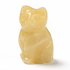 Топаз Нефрит Украшение дисплея скульптуры из нефрита из натурального топаза, для домашнего офисного стола, кошка, 48~50x31~33x21~23 мм